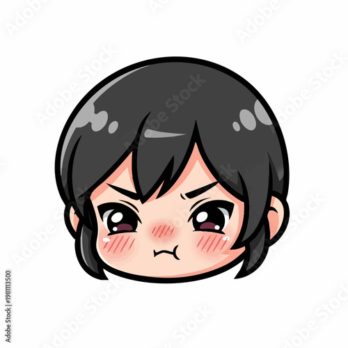 Blushing face with vibrant colors and cute expression