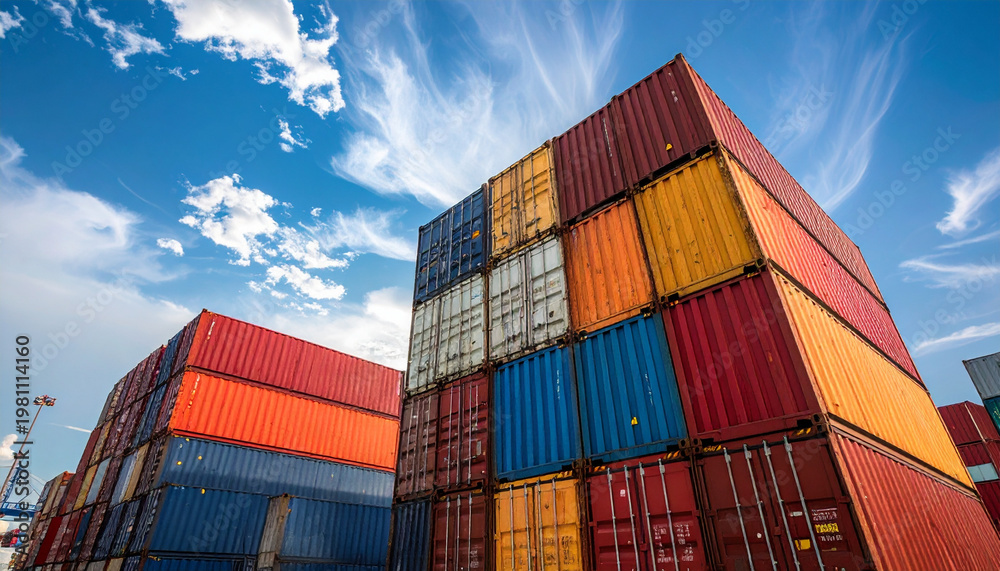 Fototapeta premium Colorful Shipping Containers at Port
