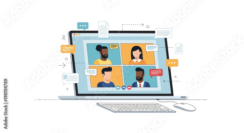 Social network security alert on computer screen concept with digital technology connection illustration