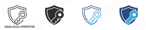 Secure Access Icon Set, Data Protection and Key Authentication, Cyber Security Access Control Icons, Vector Illustration