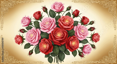 Beautiful Bouquet of Red and Pink Roses.