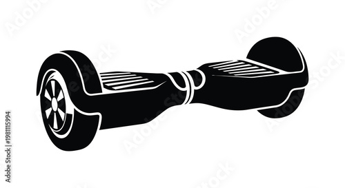A sleek black hoverboard design highlighting modern transportation technology silhouette