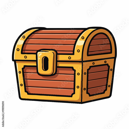Cute treasure chest with gold accents and wooden slats