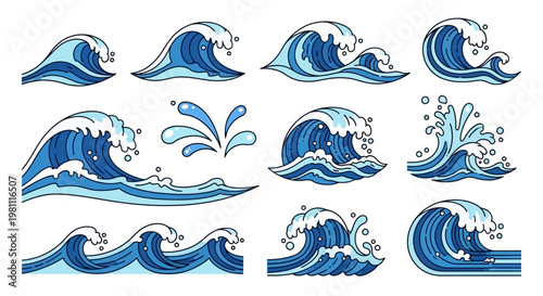Dynamic Ocean Wave Cresting And Surf Pattern.