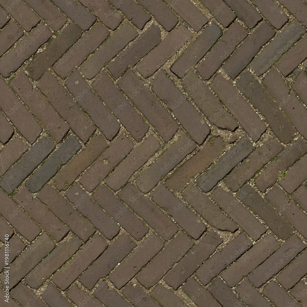 Detailed Straight Overhead Brick Herringbone Pattern Surface Material Texture