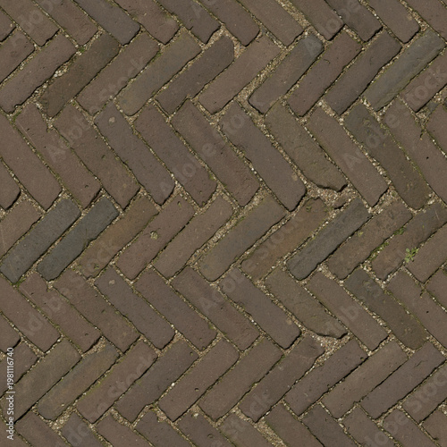 Detailed Straight Overhead Brick Herringbone Pattern Surface Material Texture