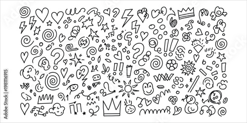 Intricate doodle art a chaotic collection of hand drawn symbols