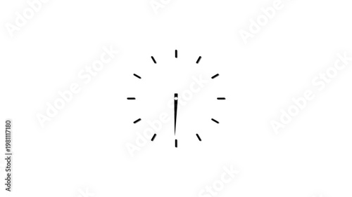 Clock spinning, watch animation on white background with alpha channel. Clock icon flat style. 12 hours clock dial , twenty-four hours time lapse animation. Analog clock spinning animation.