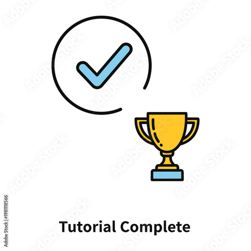 Tutorial complete trophy and checkmark