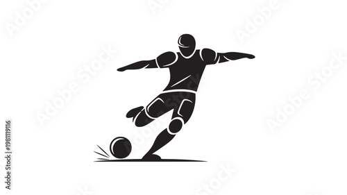 Soccer Player Kicking Ball Silhouette In Motion For Sports Concepts