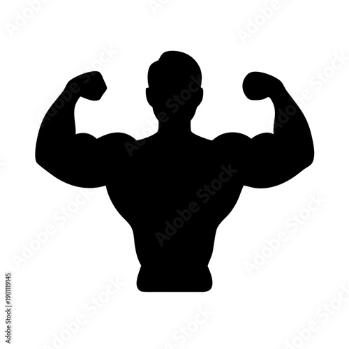 Silhouette of a muscular man flexing his biceps