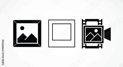 Three black icons representing image formats in a minimalist silhouette