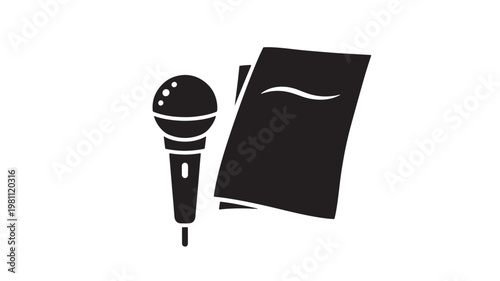 Microphone And Music Sheet For Music Performance Concepts Isolated On White