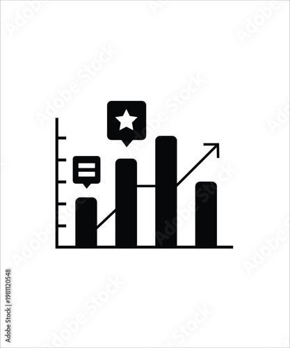 Clean Business Graph Icon with Multiple Bars and Trend Line.