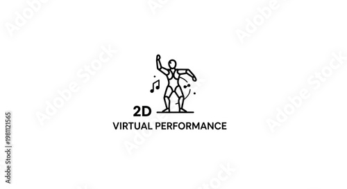 2D Virtual Performance Dancer Icon with Music Notes.