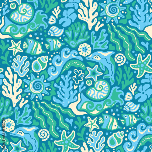 Ocean Rhythm Garden in blue and green