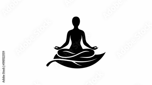 Meditating Figure on Leaf Logo
