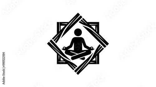 Zen Meditation Symbol with Geometric Frame