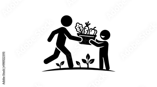 Sharing Fresh Vegetables With A Child