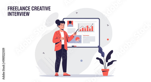 Freelance Creative Interview: Woman Presenting Data on Whiteboard