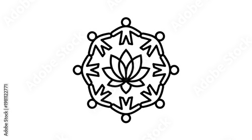 Community Unity Symbol with Lotus Flower Center