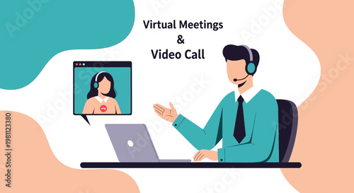 Virtual Meetings and Video Call: Remote Work, Online Communication, Business People