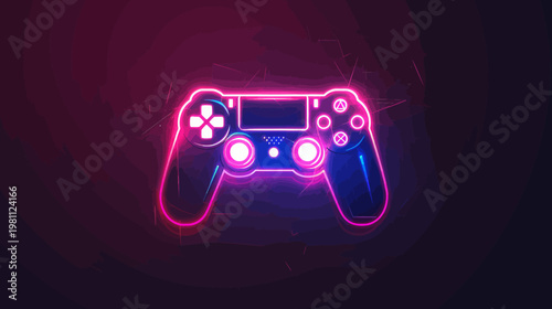 Neon game controller illustration modern entertainment design concept