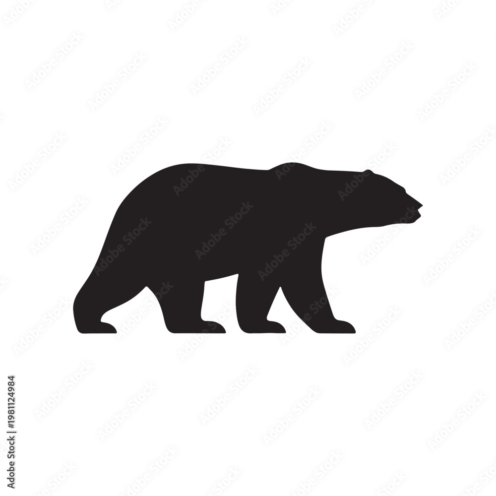 Fototapeta premium Polar bear silhouette icon vector flat design