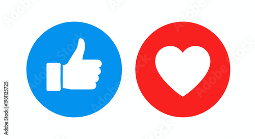 Like and love reaction buttons