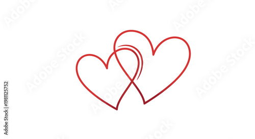 Interconnected hearts on white background