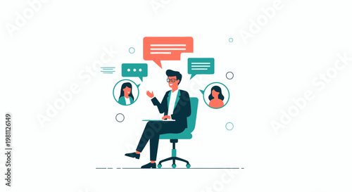 Online Meeting and Communication Concept: People Chatting Virtually