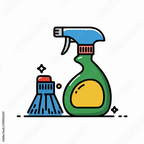 Cleaning Spray Bottle Flat Vector Clipart Household Cleaning Tool Icon Clean Minimal Liquid Container Illustration Isolated on White Background for Hygiene, Cleaning and Home Use