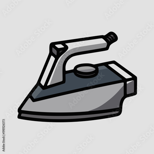 Clothes Iron Flat Vector Clipart Household Appliance Icon Clean Minimal Fabric Pressing Equipment Illustration Isolated on White Background for Laundry, Home and Daily Use