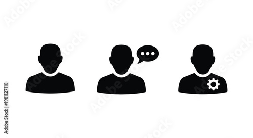 Three human head silhouettes depicting stages of communication
