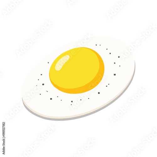 Minimal Fried Egg Vector Illustration, Simple Sunny Side Up Egg Icon, Clean Flat Food Design, Breakfast Ingredient Graphic, Modern Scandinavian Style Kitchen Element