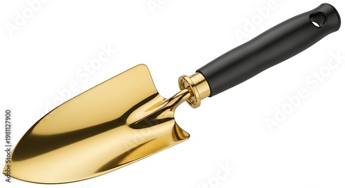 Golden garden trowel with black handle for planting and digging garden tool yard work lawn care outdoor tool garden equipment garden spade