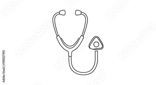 Stethoscope with attached triangular earpieces isolated on transparent background, Vector