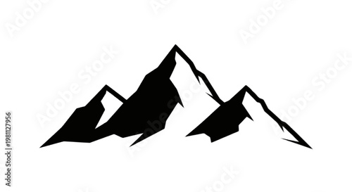 Silhouette of jagged mountain peaks against a plain background isolated on transparent background, Vector