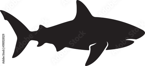 Shark swimming silhouette marine animal vector