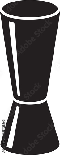Measuring jigger cocktail tool silhouette for bartender equipment and hospitality drink logo, isolated on white background