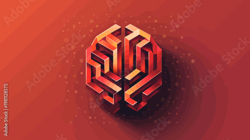 Abstract geometric brain illustration conceptual thinking and problem solving