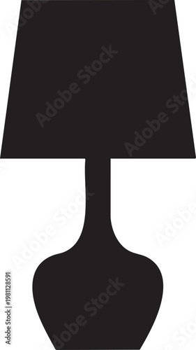 Modern table lamp silhouette for interior design logo home lighting furniture decoration icon, isolated on white background