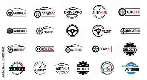 Collection of Automotive Logos and Icons Vector Set.