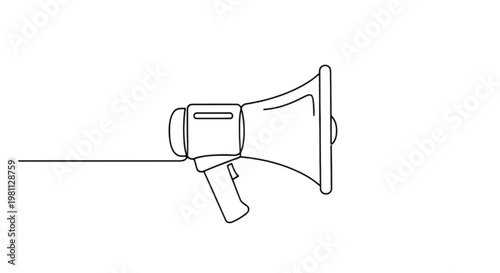 Megaphone with handle used for amplifying voice or sound signals isolated on transparent background, Vector