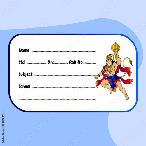 Hanuman School Name Label Sticker Student Tag
