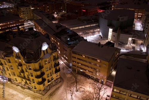 OREBRO, SWEDEN A beautiful view of city in a Christmas night Orebro
