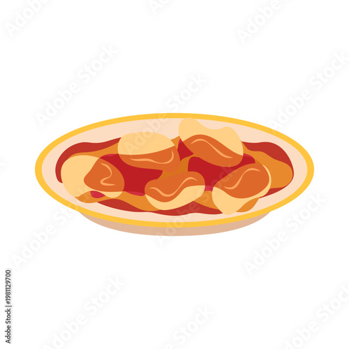 Colorful Asian Food Bowl Illustration with Noodles Rice and Soup