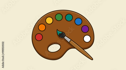Artistic palette with brush, ready for creative painting and design.