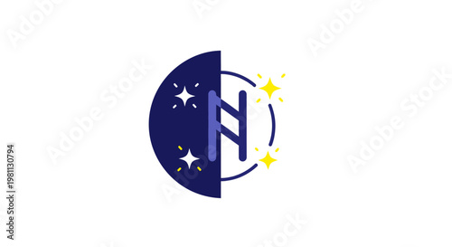 Graphic design element with starry night sky.