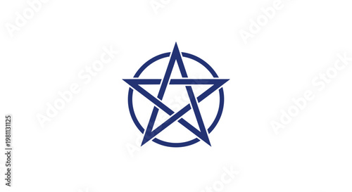 Blue pentagram symbol on white background.
